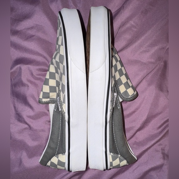 Vans Classic Slip-On sneakers pewter and true white checkerboard colorway Sz 7.5 - Picture 11 of 11